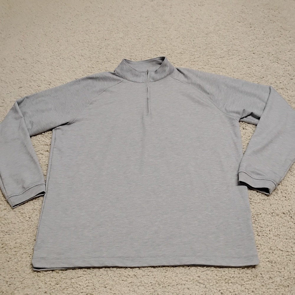 Peter Millar Sweater Mens XL Gray Gale Crown Sport Performance Collar 1/4 Zip